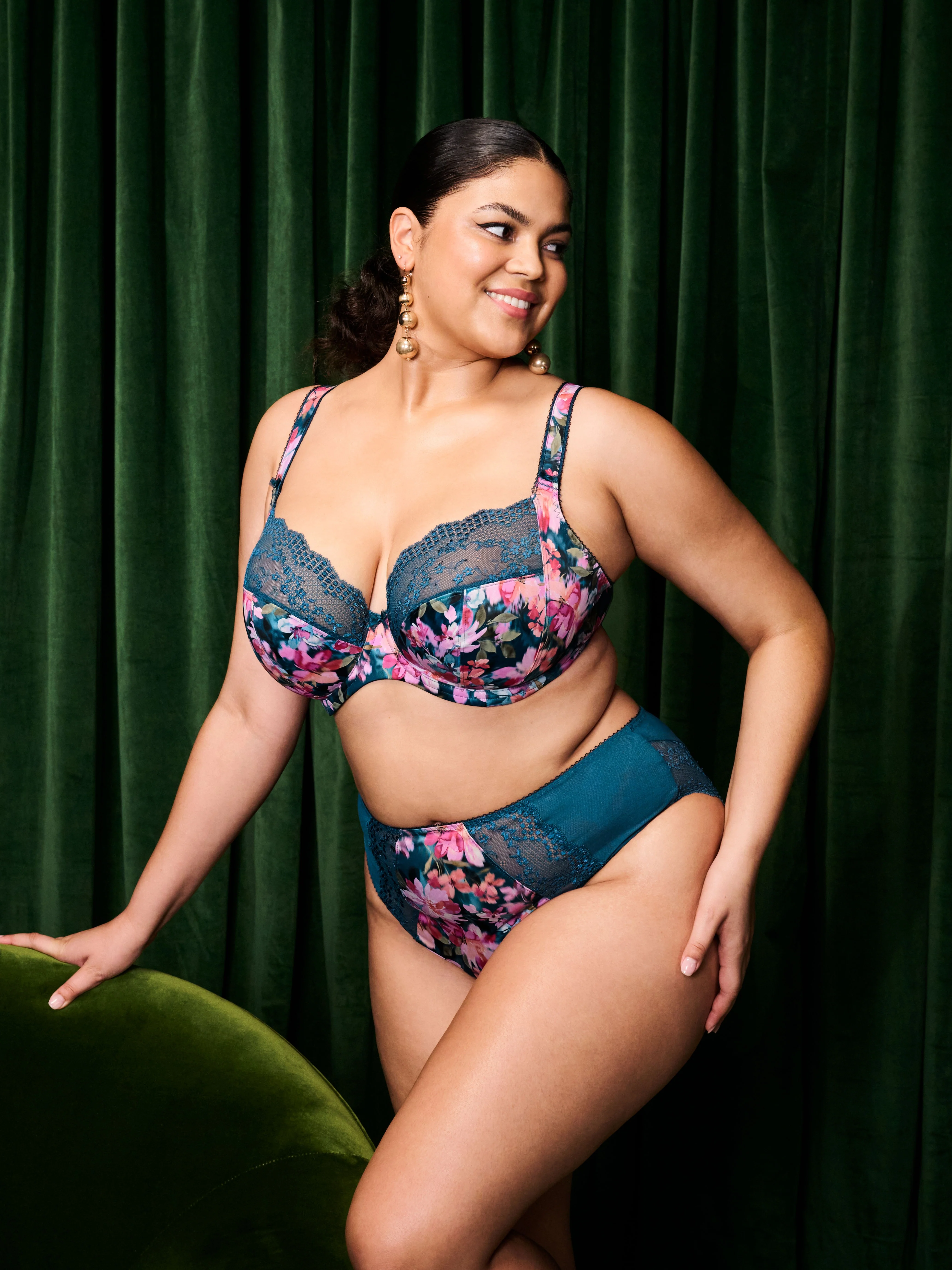 Lucie high leg brief Teal floral - Image 4